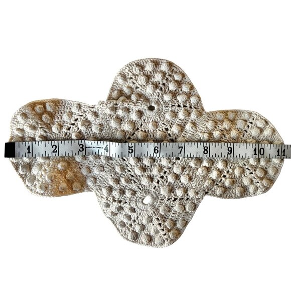 Crocheted Antimacassar Lot Of 3 White Popcorn Doilies Handmade MCM Granny Core - Picture 14 of 16